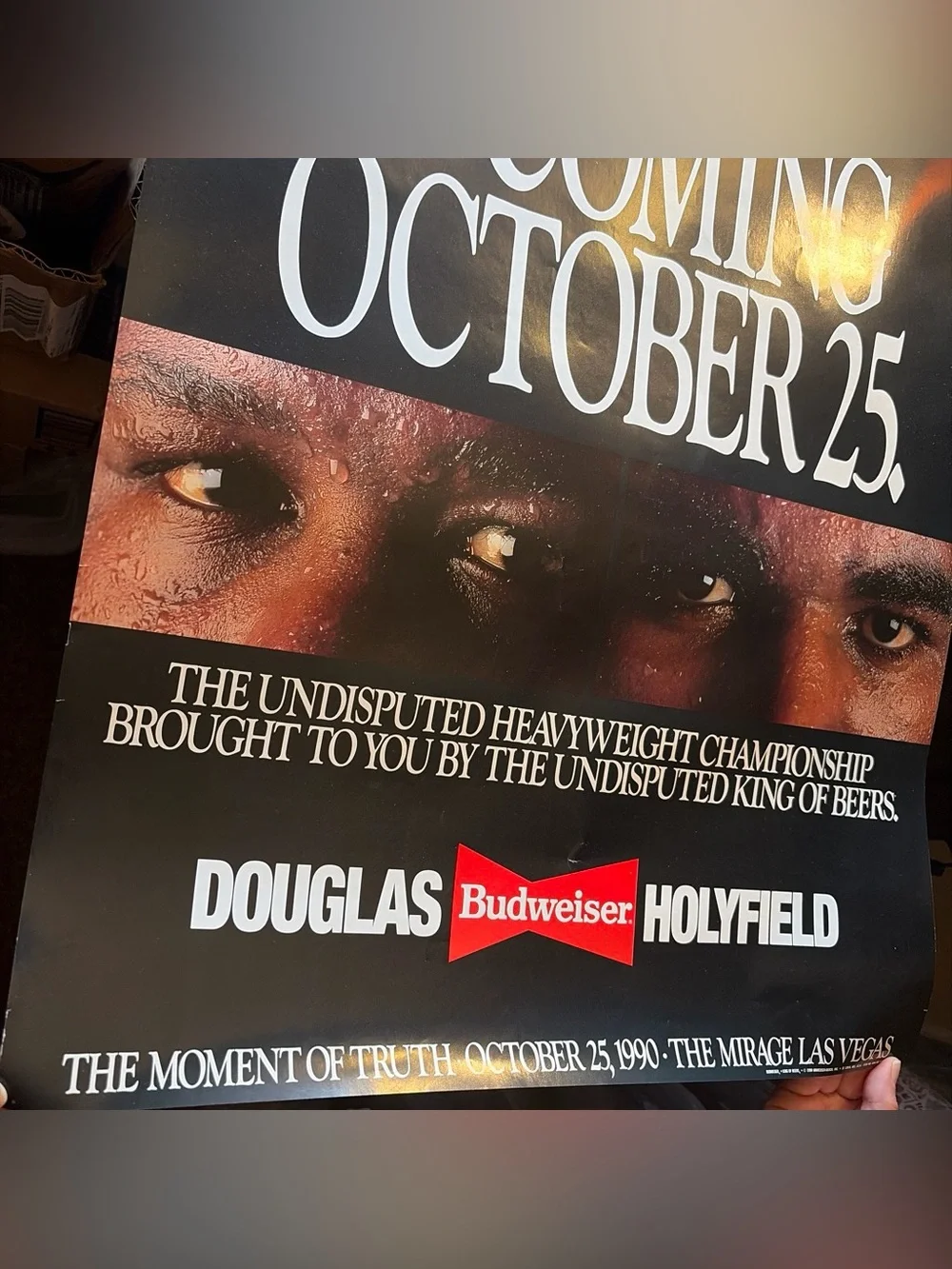 Vintage 1990 Budweiser Heavyweight Championship Boxing Poster